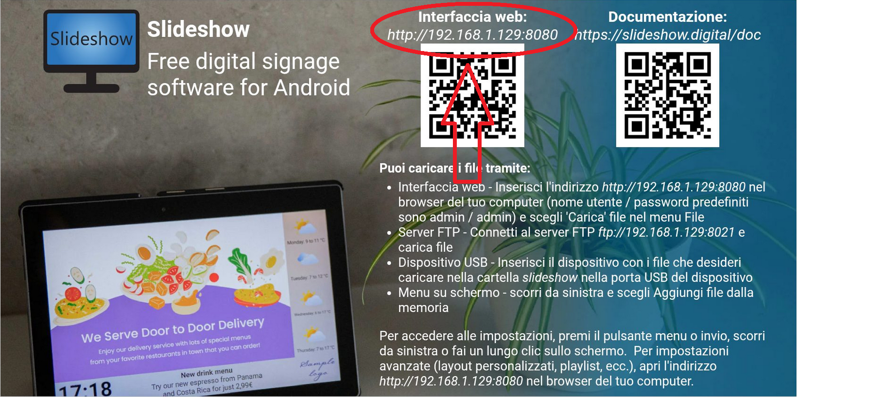 Schermata connessione web